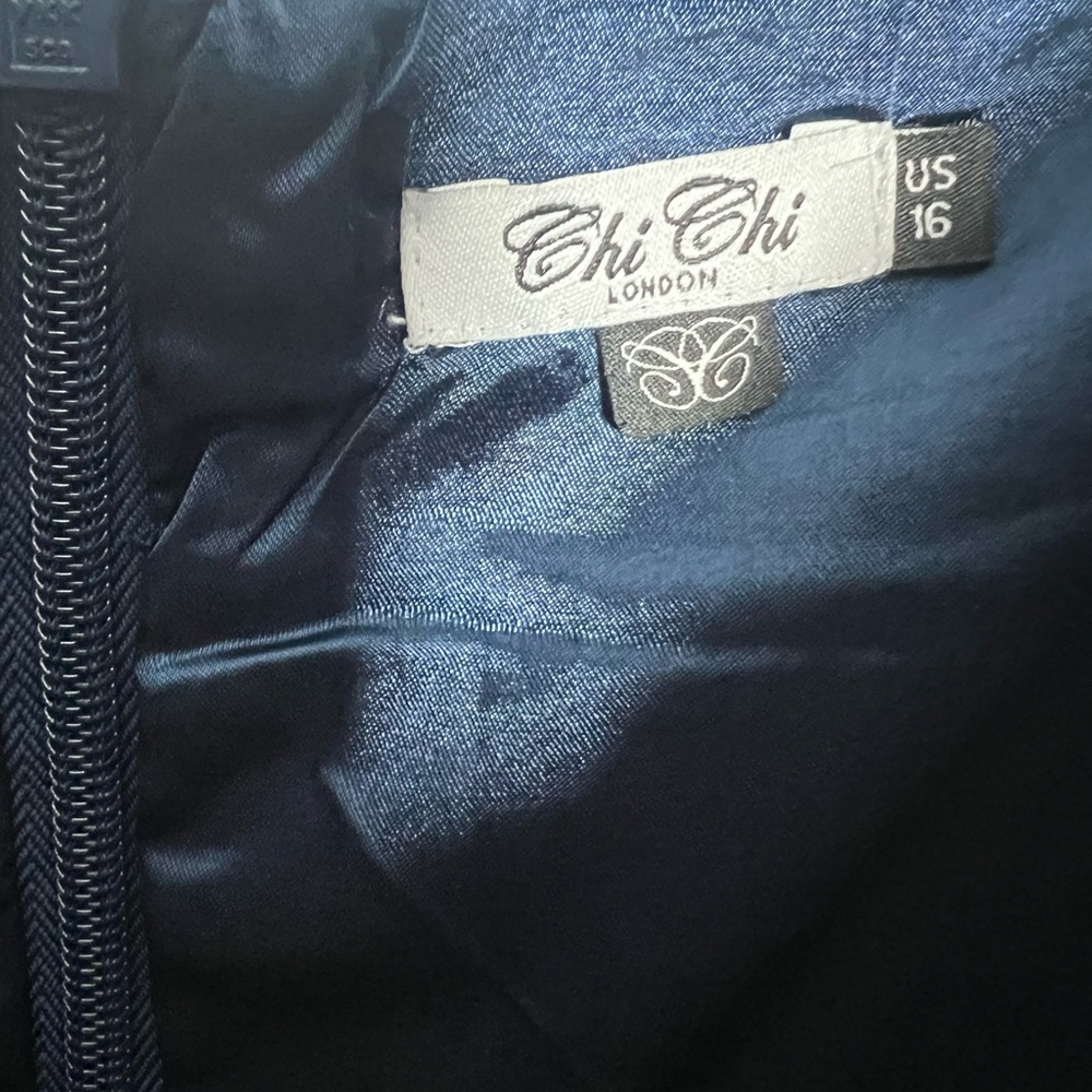 Chi Chi London Midnight Blue Midi Dress - Formal - Size 16 - Picture 3 of 6